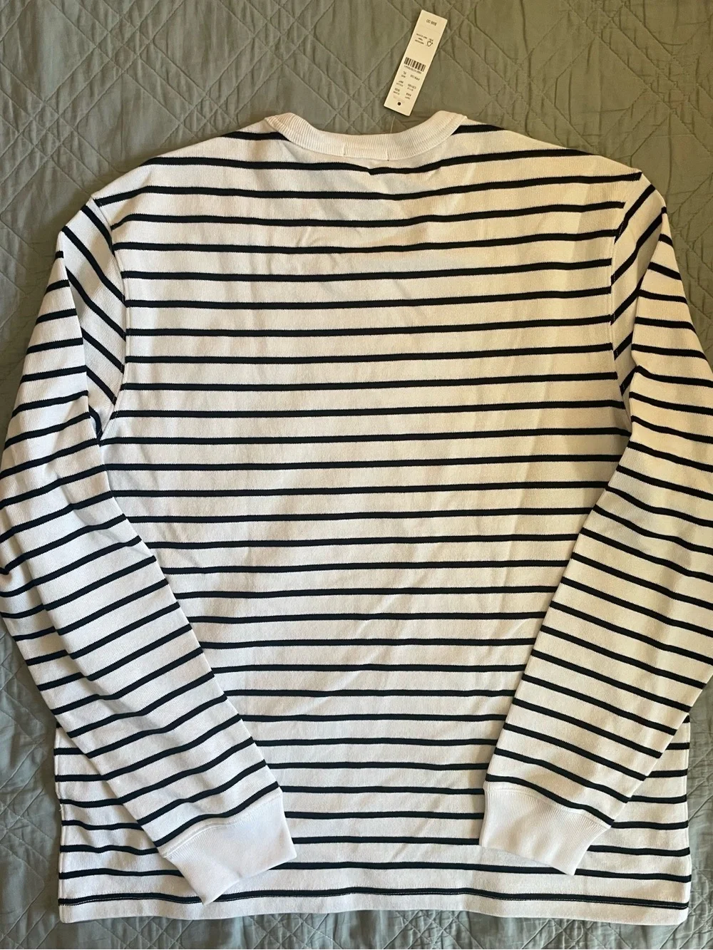 J. Crew Long-sleeve Crewneck in Striped Maritime Jersey Size XL NWT $98 CR195